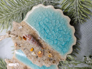 Sandy Ocean Teal Sea Shell Ornament