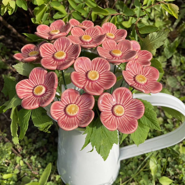 Ceramic Pink Plum Blossoms Stake