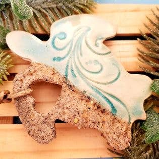 Sandy at Heart Sea Turtle Ceramic Beach Ornament