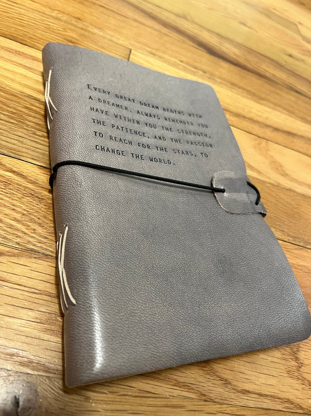 Artisan Leather Journal - Every Great Dream - Grey