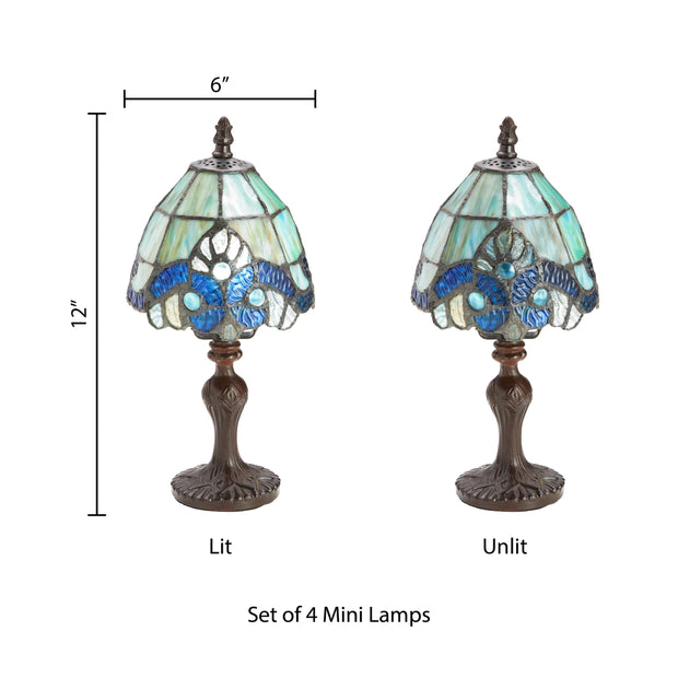 Mini Stained Glass Accent Lamps, 4 Colors