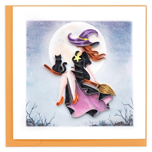 Witch on Broomstick Quilling Card