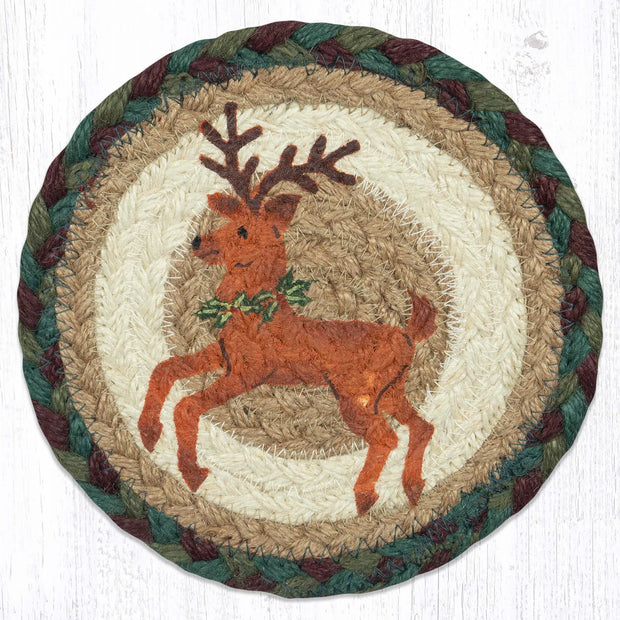 7" Jute Reindeer Coaster