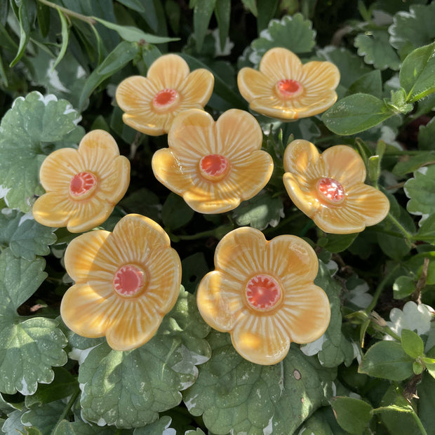 Ceramic Yellow Plum Blossom Stake