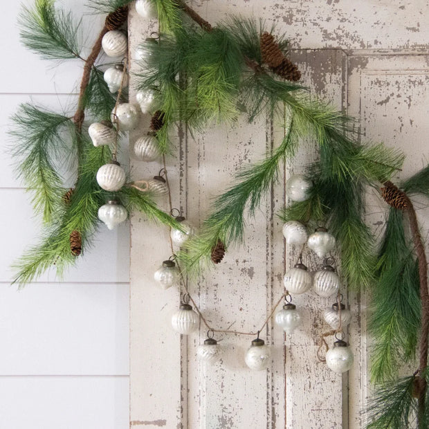 White Mercury Glass Ornament Garland