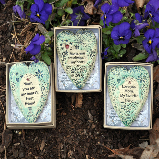 Mom, Always in my Heart Pottery Ornament