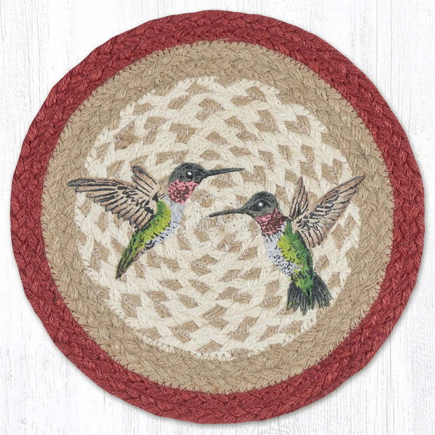 10" Jute Hummingbird Pair Round Trivet