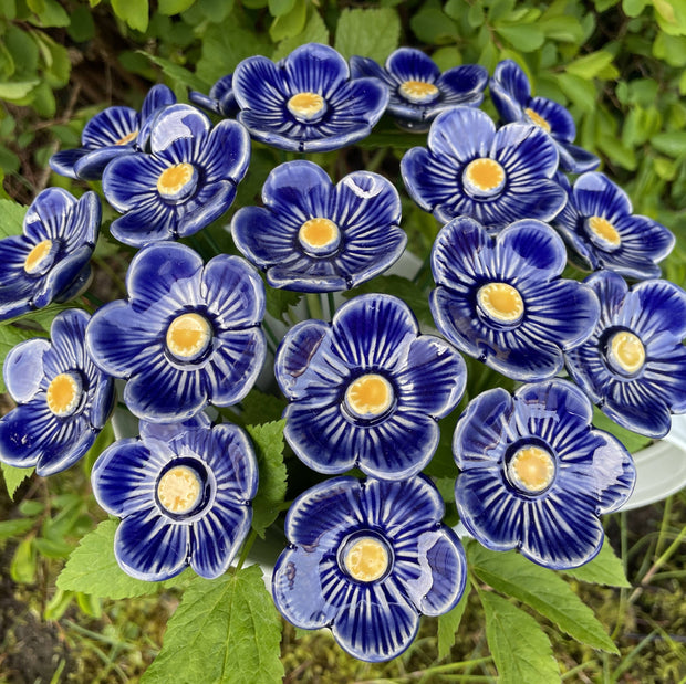 Ceramic Dark Blue Plum Blossom Stake