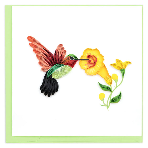 Hummingbird & Yellow Flowers Quilling Card