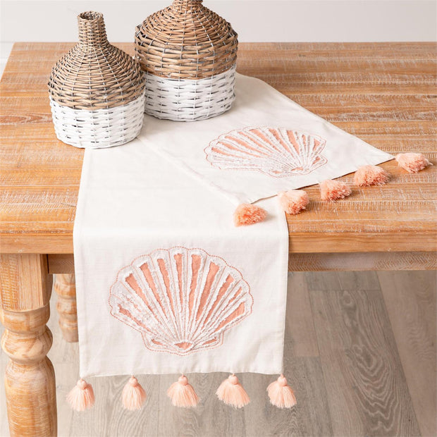 Sea Shell Table Runner with Tassels, 72"