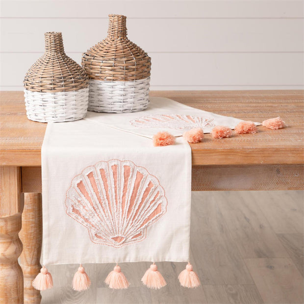 Sea Shell Table Runner with Tassels, 72"