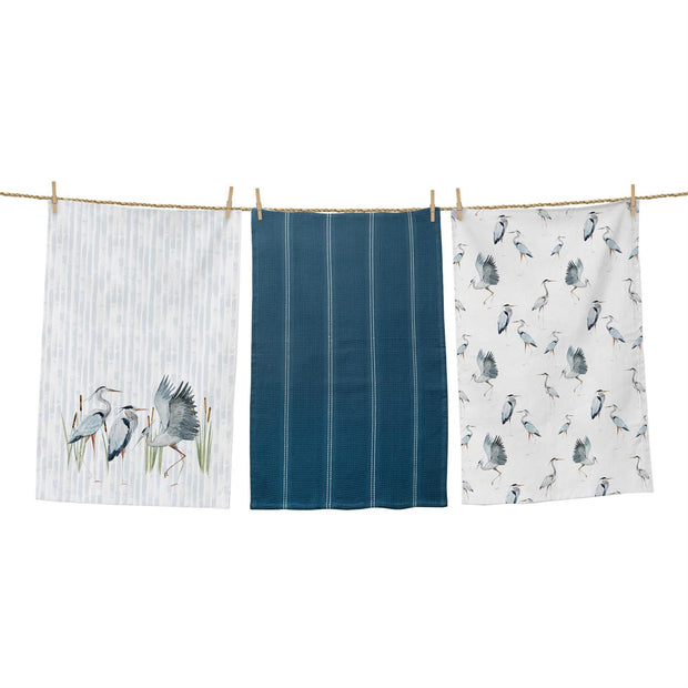 Blue Heron Dance Tea Towel Set/3