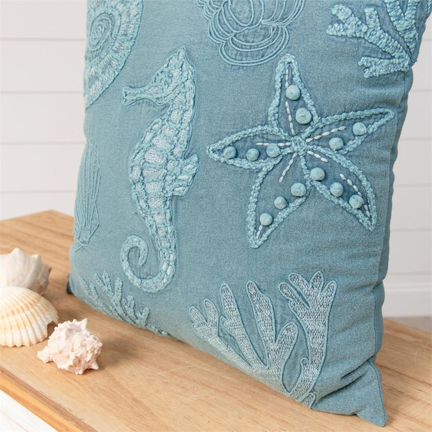 Stonewashed Seahorse Pillow