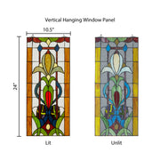 24"H Fleur de Lis Pub Stained Glass Window Panel