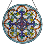 20.5”H Martha Multicolored Round Stained Glass Window Panel