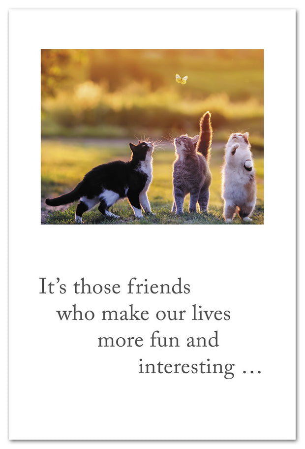 Three Cats & Butterfly Thinking of You Card