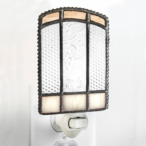 Peach Ivory And Clear Stained Glass Night Light