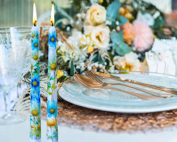 Blue Daisy Taper Candle