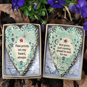 Paw Prints on my Heart Pottery Ornament