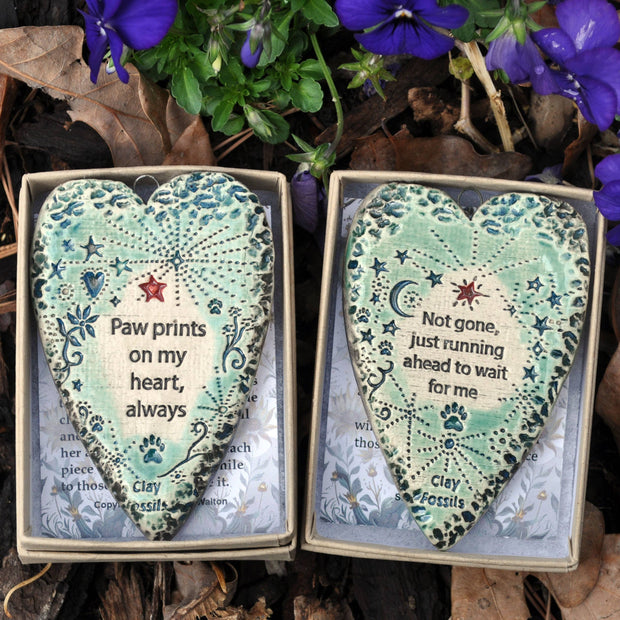 Paw Prints on my Heart Pottery Ornament