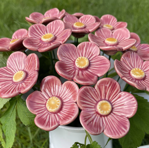 Ceramic Pink Plum Blossoms Stake