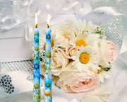 Blue Daisy Taper Candle