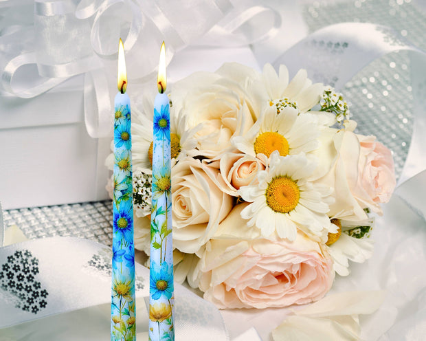 Blue Daisy Taper Candle