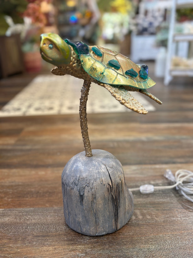 Turtle Lamp on Driftwood
