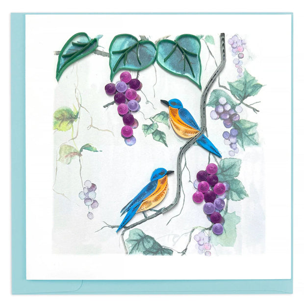 Purple Grapes & Bluebirds Quilling Card