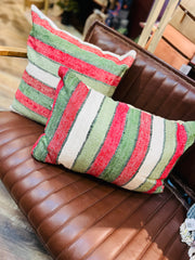 Red/Green Striped Pillows