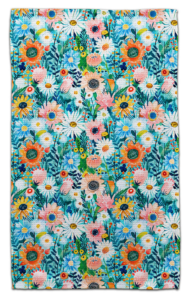 Wildflowers Blue & Orange Eco-Dishtowel