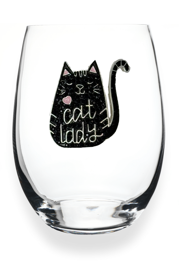 Cat Lady Stemless Wine Glass