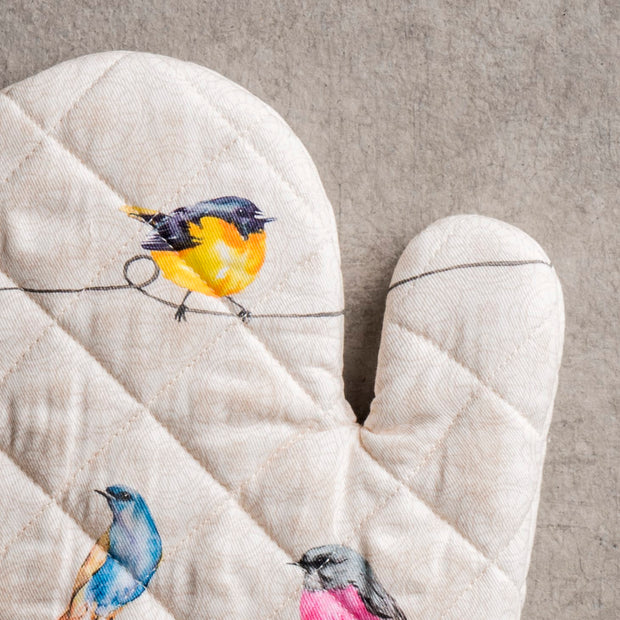 Oven Mitt & Potholder Set - Birdies on a Wire