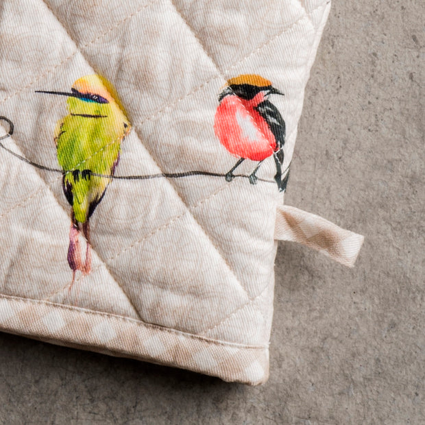Oven Mitt & Potholder Set - Birdies on a Wire