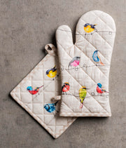 Oven Mitt & Potholder Set - Birdies on a Wire