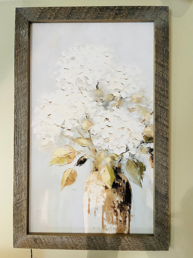White Flowers in Vase Wall Art, 25" x 15"