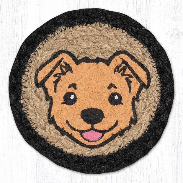 5" Jute Coaster Puppy Face