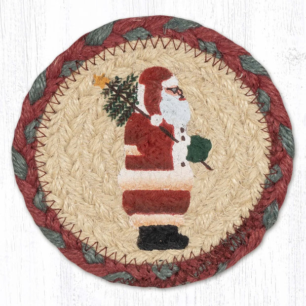 5" Jute Coaster Santa