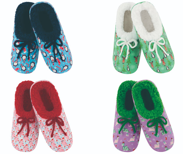 Kids Holly Jolly Holiday Prints Snoozies Slippers, 3 Styles