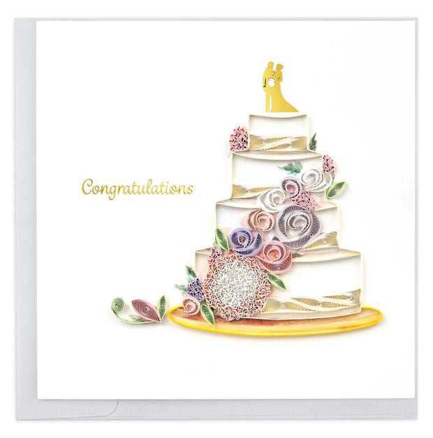 Floral Wedding Cake Quilling Card