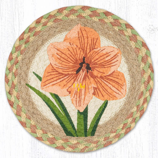 10" Jute Amaryllis Round Trivet
