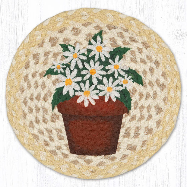 10" Jute Daisy Clay Pot Round Trivet