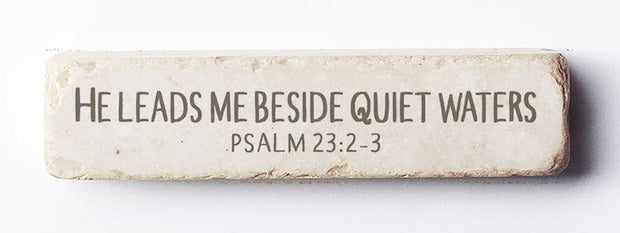 Psalm 23:2-3 Scripture Stone Naturalb