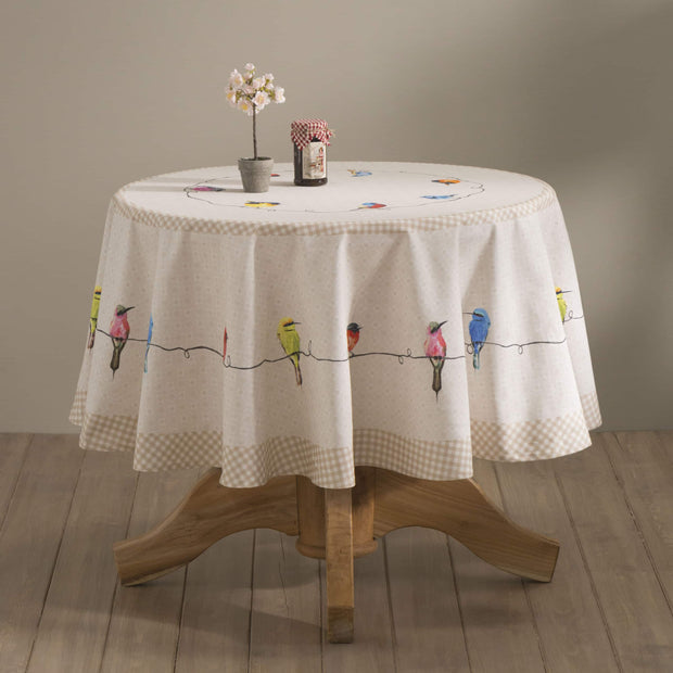 63" Round Tablecloth - Birdies on Wire