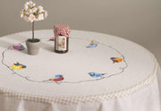 63" Round Tablecloth - Birdies on Wire