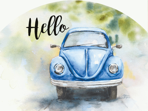 VW Bug Hello Garden Sign