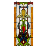 24"H Fleur de Lis Pub Stained Glass Window Panel