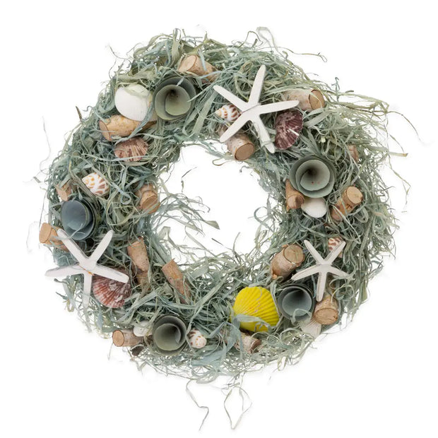 Seafoam Seagrass Shells Wreath