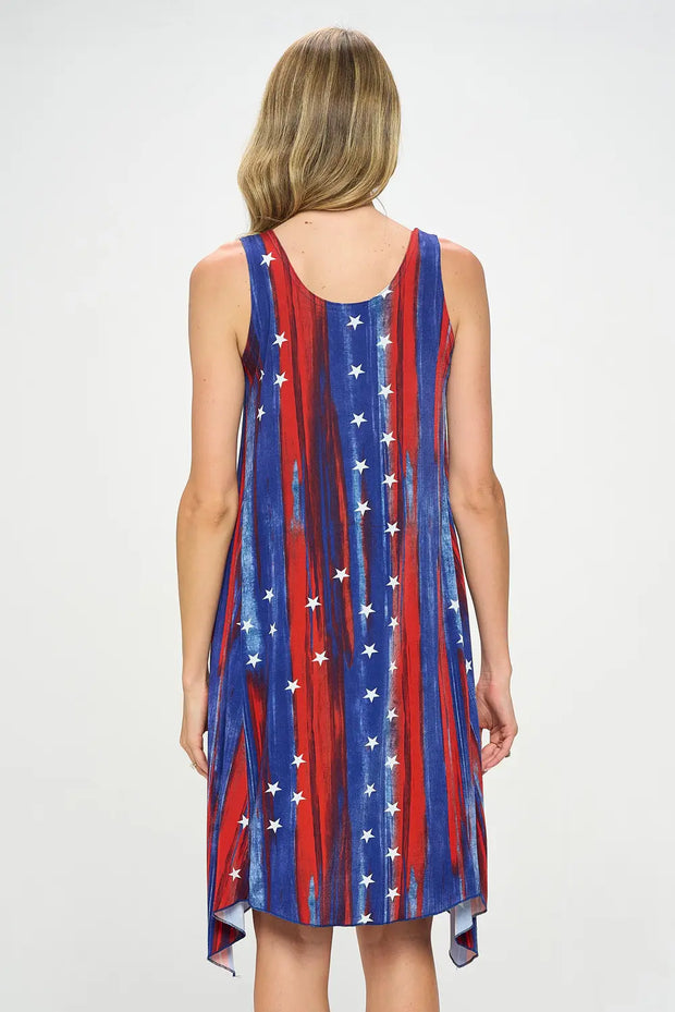Stars & Watercolor Patriotic Midi Dress