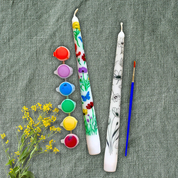 Wildflower Paintable Gift Set of 2 Tapers and Acrylic Paint